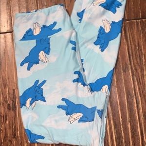 LuLaRoe Leggings OS Flying Pigs Blue